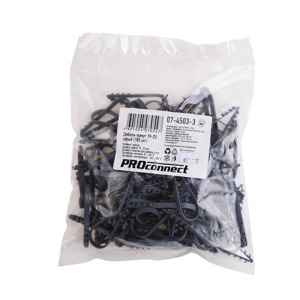 Дюбель-хомут 19-25мм, круглый, серый (100 шт/уп) PROconnect
