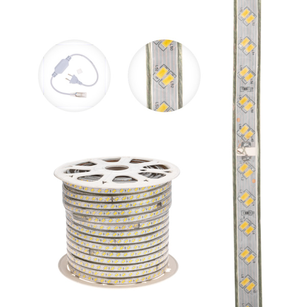Лента светодиодная 220В, SMD5730, 38Вт/м, 120 LED/м, Теплый белый, 6,5х17мм, 100м, без установочного набора, IP67 NEON-NIGHT