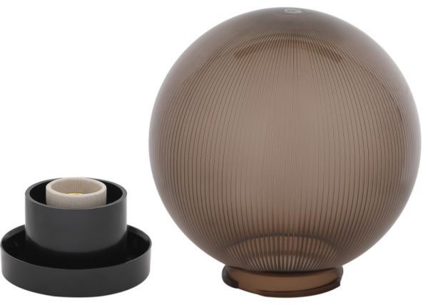 Садово-парковый светильник ЭРА НТУ 02-60-205 шар дымчатый призма на опору / кронштейн IP44 Е27 max60Вт d200mm