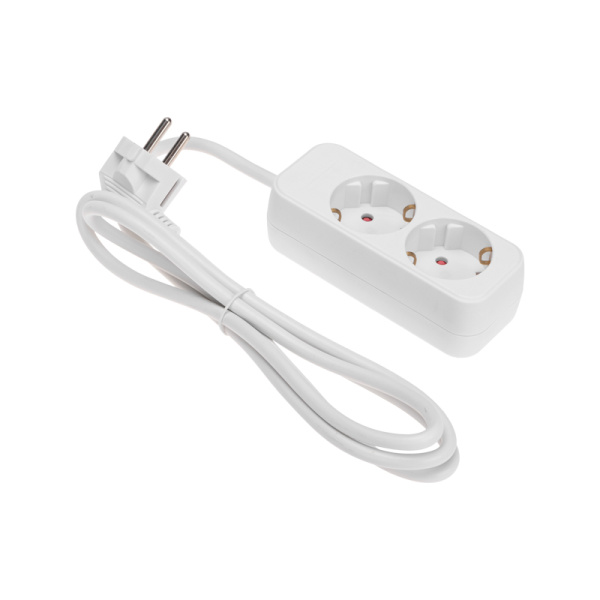 Удлинитель STANDARD 2 гнезда, 1,5м, 3х1,0мм², с/з, белый REXANT