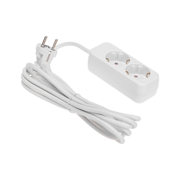 Удлинитель STANDARD 2 гнезда, 3м, 3х1,0мм², с/з, белый REXANT