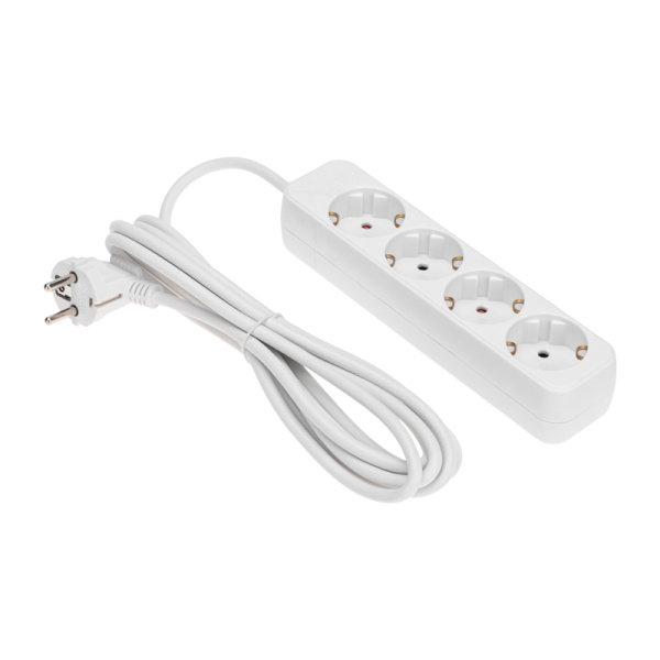 Удлинитель STANDARD 4 гнезда, 3м, 3х1,0мм², с/з, белый REXANT