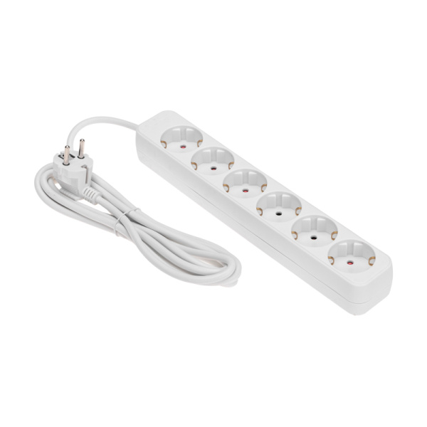 Удлинитель STANDARD 6 гнезд, 3м, 3х1,0мм², с/з, белый REXANT