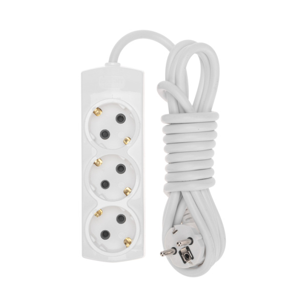 Удлинитель PREMIUM 3 гнезда, 3м, 3х1,5мм², с/з, белый REXANT