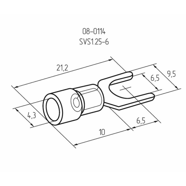 Наконечник вилочный изолированный 6.5 мм 0.5-1.5 мм² (НВи 1.5-6) красный (10шт./уп.) REXANT