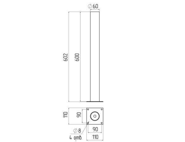 Опора металлическая ЭРА ОМ-0,6 для светильников НТУ черная h600мм