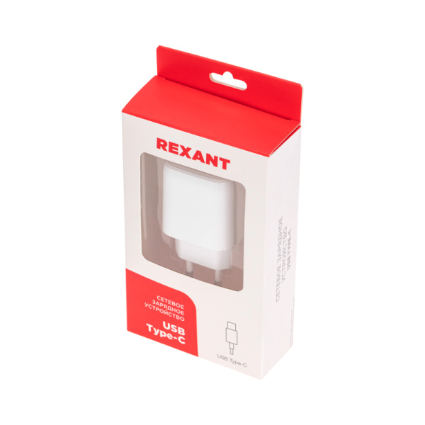 Сетевое зарядное устройство USB QC (20W) + Type C PD (20W), белое REXANT
