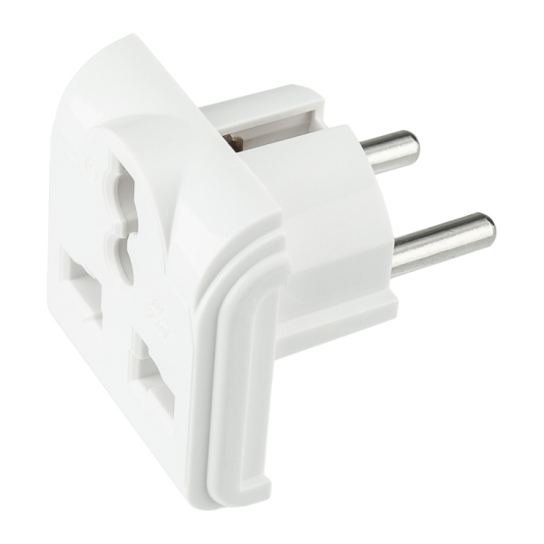 Адаптер сетевой (переходник) универсальный на евровилку F/C2 «Квадрат» 10А б/з белый PROconnect