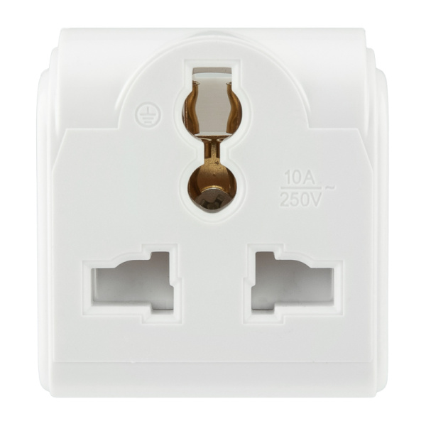 Адаптер сетевой (переходник) универсальный на евровилку F/C2 «Квадрат» 10А б/з белый PROconnect