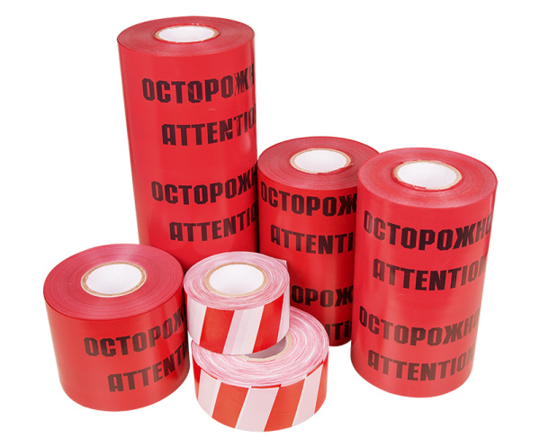 Лента сигнальная «Осторожно кабель» 250 мм х 100 м REXANT, цвет красный/черный