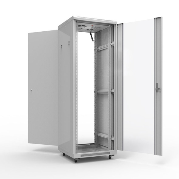 Шкаф напольный 19" 22U 600х600мм, передняя и задняя дверь перфорация, RAL 7035 REXANT