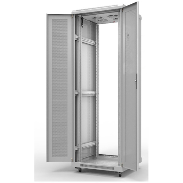 Шкаф напольный 19" 42U 800х800мм, передняя и задняя распашные перфорированные двери, RAL7035 REXANT