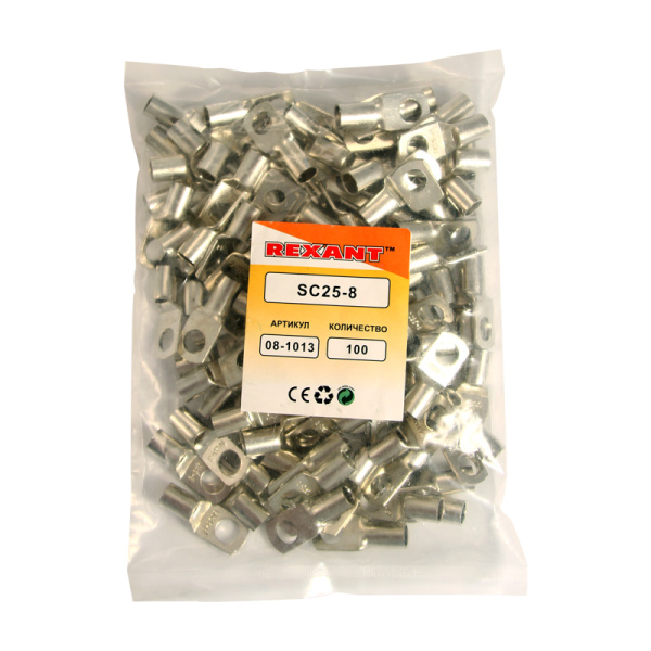 Наконечник кольцевой REXANT НК, ø8.4 мм, 25 мм², ТМЛ (DIN) 25-8