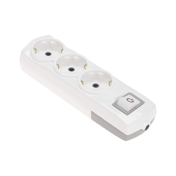 Колодка PREMIUM 3 гнезда, с/з, с выключателем, белый REXANT