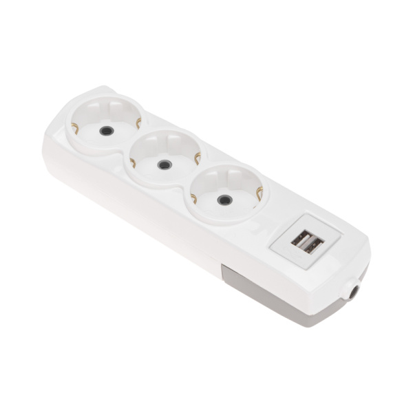 Колодка PREMIUM 3 гнезда, с/з, 2 USB, белый REXANT