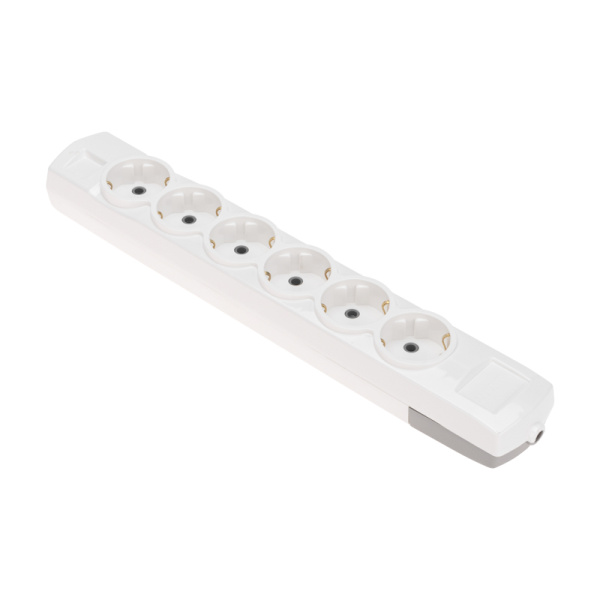 Колодка PREMIUM 6 гнезд, с/з, белый REXANT