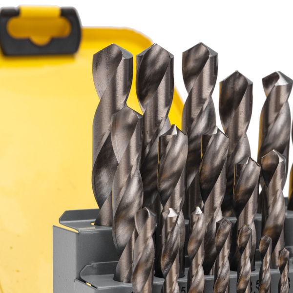 Набор сверл по металлу, 1-13мм (через 0,5мм), HSS, цилиндрический хвостовик, металлический кейс, 25 шт. KRANZ 