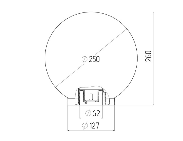 Садово-парковый светильник ЭРА НТУ 01-60-251 шар опаловый на опору / кронштейн IP44 Е27 max60Вт d250mm
