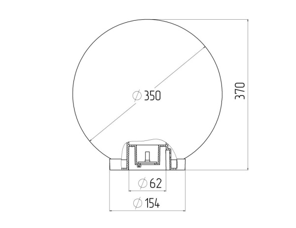 Садово-парковый светильник ЭРА НТУ 01-100-351 шар опаловый на опору / кронштейн IP44 Е27 max100Вт d350mm
