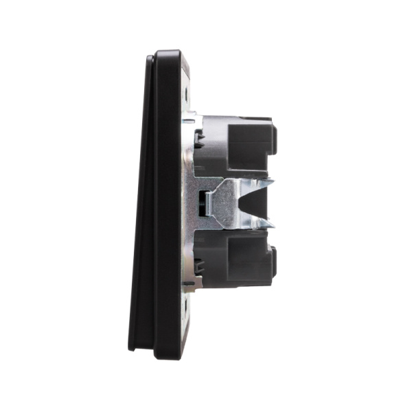 Выключатель ROUND 1 кл перекрестный (переключатель) с подсветкой 10А с/у оникс KRANZ