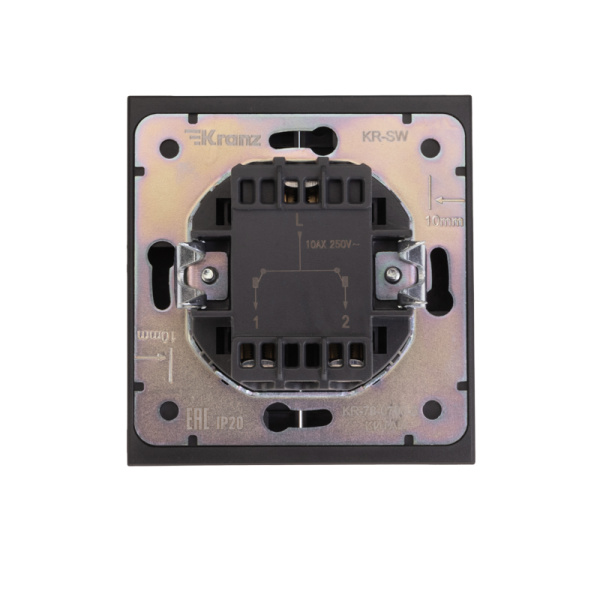 Выключатель STRONG 2 кл проходной (переключатель) 10А с/у антрацит KRANZ