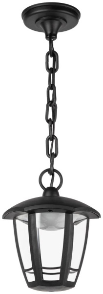 Садово-парковый светильник ЭРА ДСУ 07-8-002 Марсель 1 черный 6 гранный подвесной IP44 светодиодный 8Вт 6500K