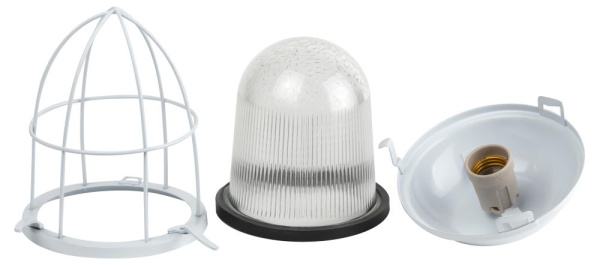 Светильник ЭРА НСП 02-100-003 с решеткой Желудь сталь стекло IP54 E27 max 100Вт 300х170 белый