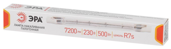 Лампочка галогенная ЭРА J118-500W-R7s-230V R7s 500Вт трубка теплый белый свет