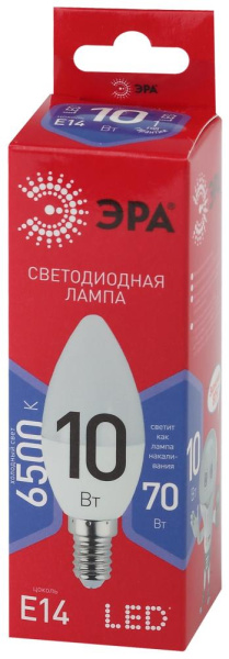 Лампочка светодиодная ЭРА RED LINE LED B35-10W-865-E14 R Е14 / E14 10 Вт свеча холодный дневной свет