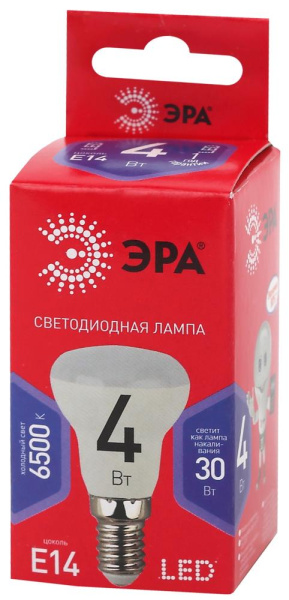 Лампочка светодиодная ЭРА RED LINE LED R39-4W-865-E14 R Е14 / Е14 4Вт рефлектор холодный дневной свет