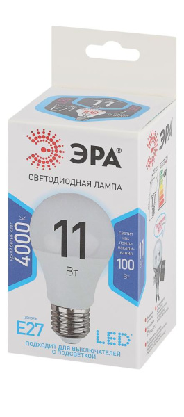 Лампочка светодиодная ЭРА STD LED A60-11W-840-E27 E27 / Е27 11 Вт груша нейтральный белый свет