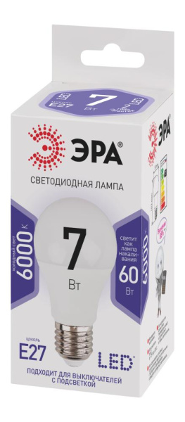 Лампочка светодиодная ЭРА STD LED A60-7W-860-E27 E27 / Е27 7Вт груша холодный дневной свет