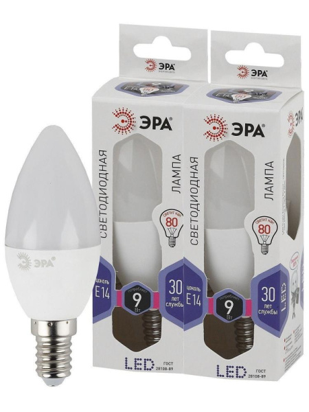 Лампочка светодиодная ЭРА STD LED B35-9W-860-E14 E14 / Е14 9Вт свеча холодный дневной свет