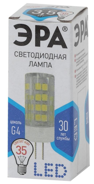 Лампочка светодиодная ЭРА STD LED JC-3,5W-220V-CER-840-G4 G4 3,5Вт керамика капсула нейтральный белый свет