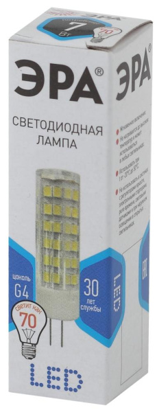 Лампочка светодиодная ЭРА STD LED JC-7W-220V-CER-840-G4 G4 7Вт керамика капсула нейтральный белый свет