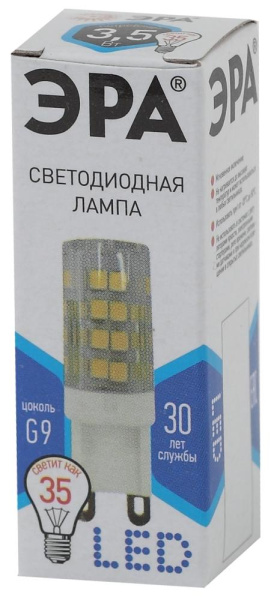 Лампочка светодиодная ЭРА STD LED JCD-3,5W-CER-840-G9 G9 3,5Вт керамика капсула нейтральный белый свет