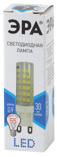 Лампочка светодиодная ЭРА STD LED JCD-7W-CER-840-G9 G9 7Вт керамика капсула нейтральный белый свет
