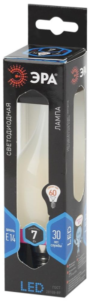 Лампочка светодиодная ЭРА F-LED BXS-7W-840-E14 frost Е14 / E14 7Вт филамент свеча на ветру матовая нейтральный свет