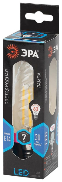 Лампочка светодиодная ЭРА F-LED BTW-7W-840-E14 Е14 / Е14 7Вт филамент свеча витая нейтральный белый свет