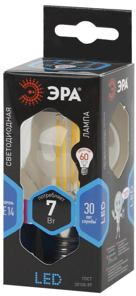 Лампочка светодиодная ЭРА F-LED P45-7W-840-E14 E14 / Е14 7Вт филамент шар нейтральный белый свет