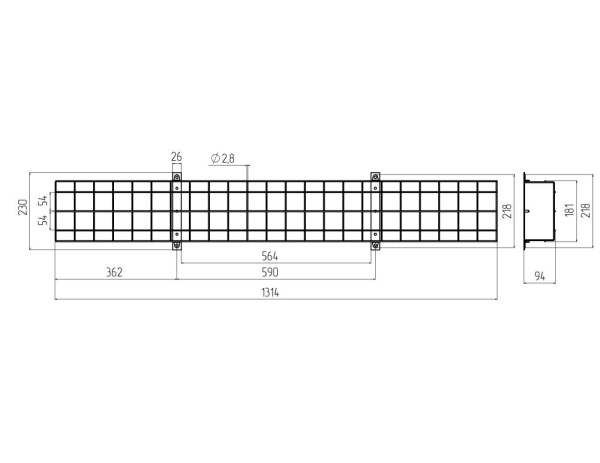 Решетка защитная ЭРА SPO-BAR-1300-200 для светильников ДПО, SPO