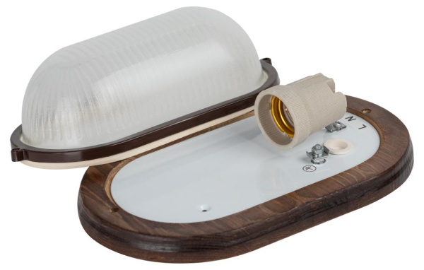 Светильник ЭРА НБО 04-60-021 Кантри дерево/стекло IP54 E27 max 60Вт 232х140 овал орех