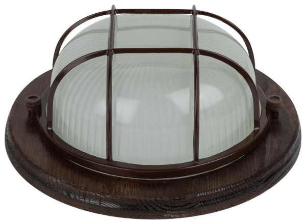 Светильник ЭРА НБО 03-60-022 Кантри дерево/стекло решетка IP54 E27 max 60Вт D220 круг орех
