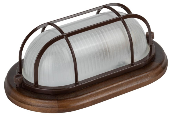 Светильник ЭРА НБО 04-60-022 Кантри дерево/стекло решетка IP54 E27 max 60Вт 232х140 овал орех