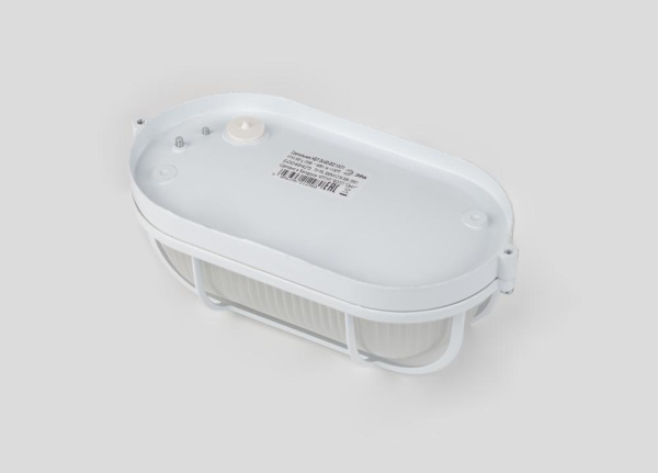 Светильник ЭРА НБП 04-60-002 Акватермо алюминий/стекло решетка IP54 E27 max 60Вт 212х105 овал белый