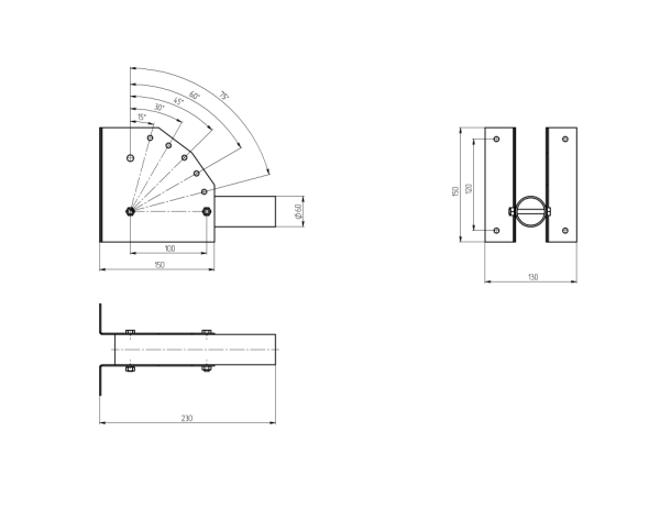 Кронштейн для уличного светильника ЭРА SPP-AC2-0-230-060 с переменным углом 270mm d60mm