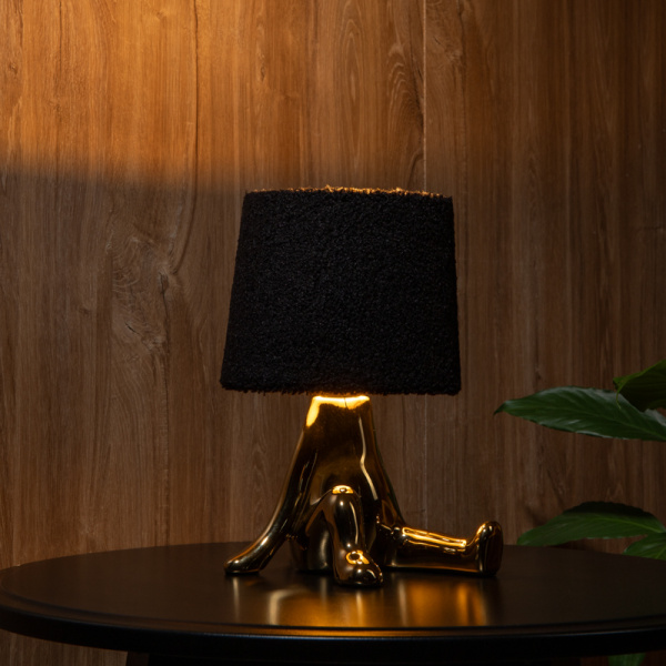 Светильник декоративный Человечек, золотой с черным абажуром, Е27 REXANT