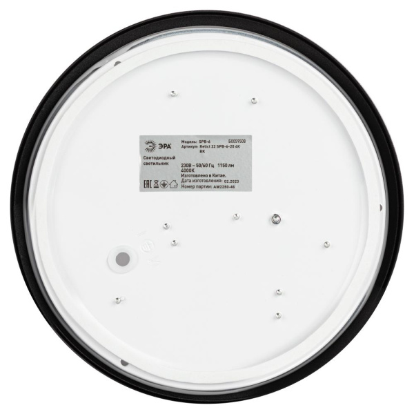 Светильник потолочный светодиодный ЭРА Relict 22 SPB-6-20 4К BK 20W 4000K Черный