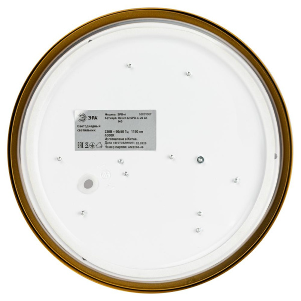 Светильник потолочный светодиодный ЭРА Relict 22 SPB-6-20 4К MG 20W 4000K Золото