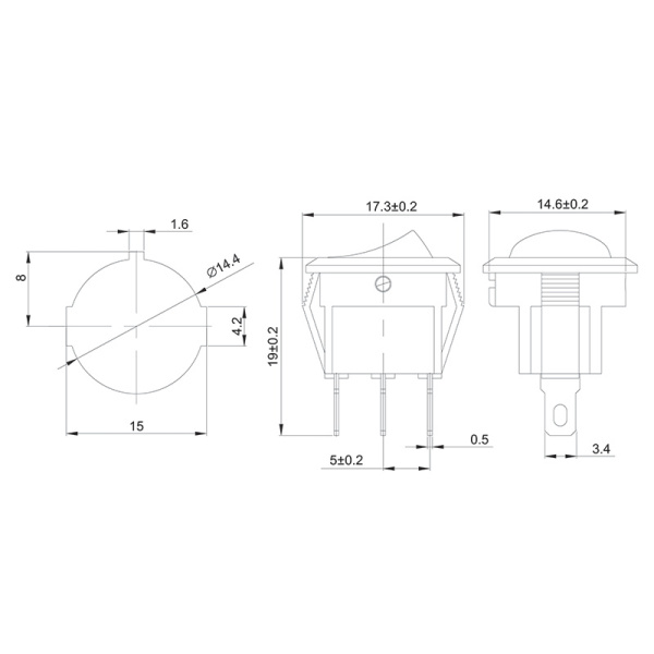 Выключатель клавишный круглый 250В 3А (3с) ON-OFF красный с подсветкой Micro (1 шт/уп) REXANT